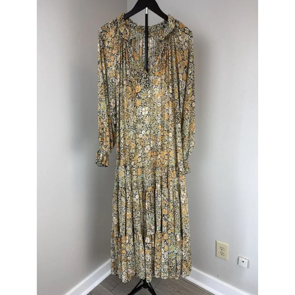 Free People Feeling Groovy Maxi Dress Floral Print Boho V-Neck M - Picture 3 of 11